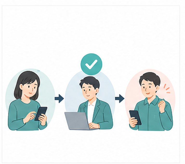 利用・申込の流れの要点を図解したイラスト