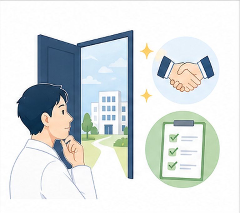 JMC 医師転職の特徴と仕組みの要点を図解したイラスト