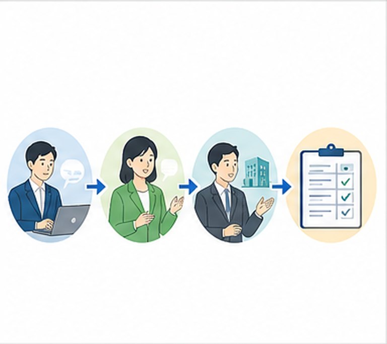 利用・申込の流れの要点を図解したイラスト