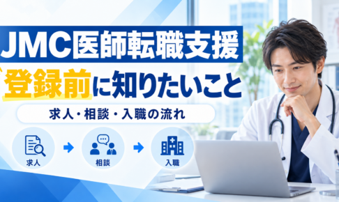 JMC医師転職支援：登録前に知りたいこと 求人・相談・入職の流れを紹介するイメージ